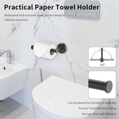 Newfun 10-Pieces Matte Black Bathroom Hardware Set 24 Inch