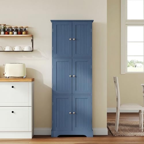 ChooChoo 63.2" Tall Bathroom Storage Cabinet with 6 Doors