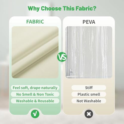 eachope Waterproof Fabric Shower Curtain Liner,72x72 Inch Cream,1 Pack