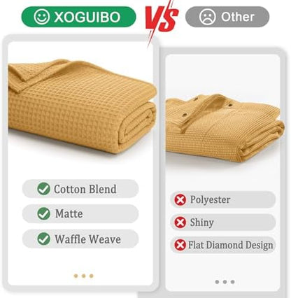 Waffle Weave Shower Curtain Heavyweight Cotton Fabric Gold 72Wx72L