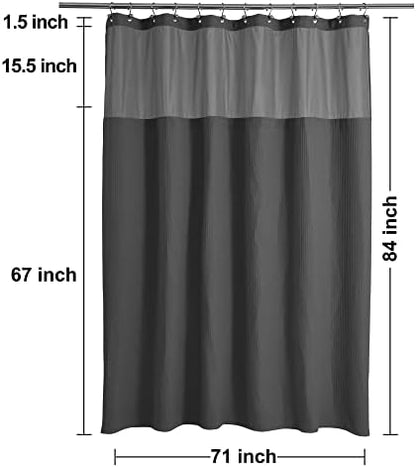 N&Y HOME Extra Long Waffle Shower Curtain with Snap Liner 71x84, Graphite