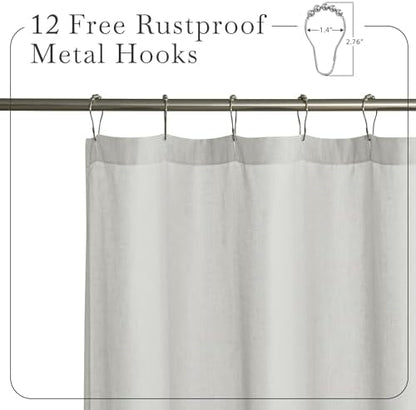KGORGE Linen Blend Semi-Sheer Shower Curtains Grey for Bathroom