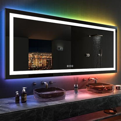 LOAAO 84"X40" RGB LED Bathroom Mirror with Lights, UL Listed