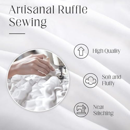 Ruffle Farmhouse Shower Curtain, White Vintage Shower Curtains for Bathroom Fabric Cute Rustic Cloth, 72" W X 78" L Inch