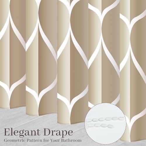 Gelbchu Geometric Shower Curtain for Bathroom, Cream, 72x72
