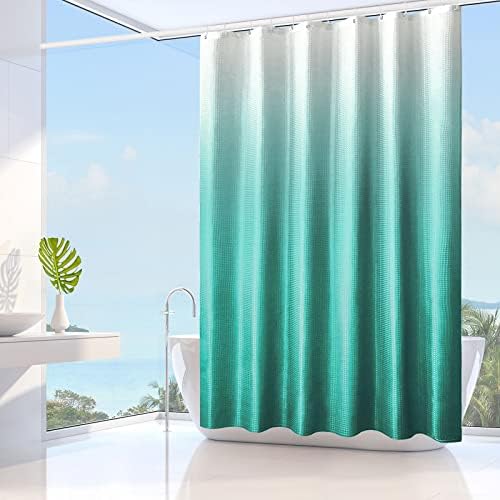 Gibelle Teal Ombre Fabric Shower Curtain for Bath Decor, 72 x 72