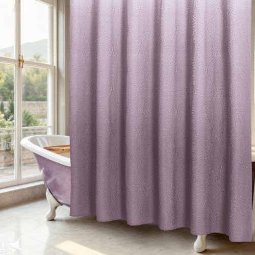 Gibelle 72x78 Long Shower Curtain, Ombre Lavender 3D Embossed Half Bath Curtain