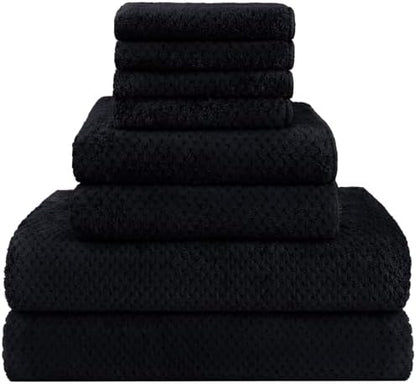 HOMEXCEL 8PK Bath Towel Set, Soft Absorbent, 2 Bath, 2 Hand, 4 Wash, Black