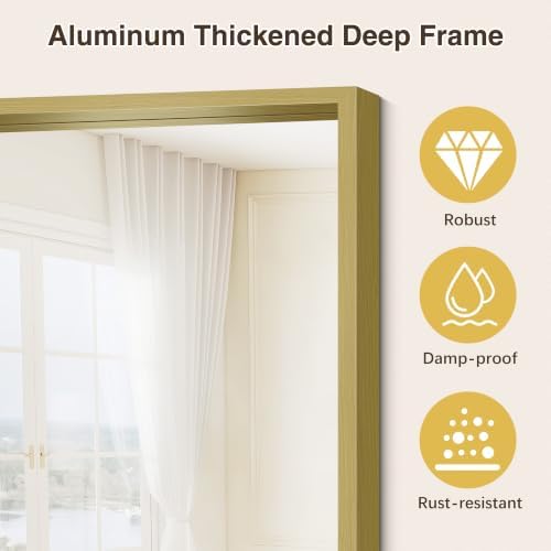Bathroom Mirror, 24 x 24 inch Natural Wood Grain Colored Aluminum Metal Frame Bathroom Vanity Mirror, Square Wall Mirror for Bedroom Living Room, Tempered Glass,Anti-Rust