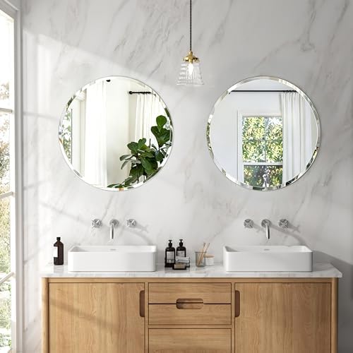 24x24 Inch Bathroom Mirrors for Over Sink, Frameless Mirrors for Wall