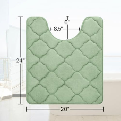 OLANLY Memory Foam Toilet Rugs U-Shaped 24x20, Soft Bath Mat, Sage Green