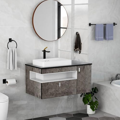 KLJKPA 8-Piece Black Bathroom Hardware Set, 24 inch Towel Bar