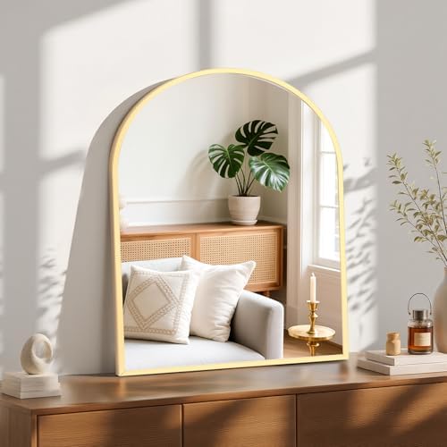 Sweetcrispy 31x32 Bathroom Mirrors for Wall, Arched Mirror for Over Sink