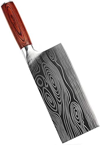Damascus Chef Knife Set. Professional Japanese High Carbon Steel. 7Cr17mov Blade. Ergonomic comfort Woden Handle. (8 inch Chop Cut)