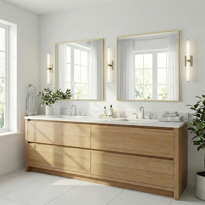 36"x36" Satin Gold Framed Square Bathroom Vanity Wall Mirror