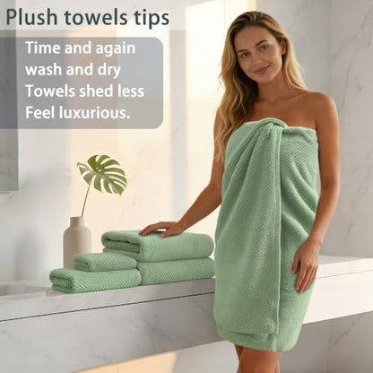 VOOVA & MOVAS 3PC Towel Set, 100% Cotton, Mint Green
