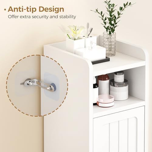 BEWISHOME Small Bathroom Storage Cabinet, 2 Doors Narrow Bathroom Cabinet