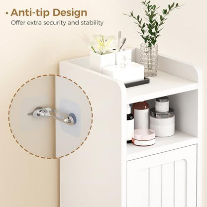 BEWISHOME Small Bathroom Storage Cabinet, 2 Doors Narrow Bathroom Cabinet
