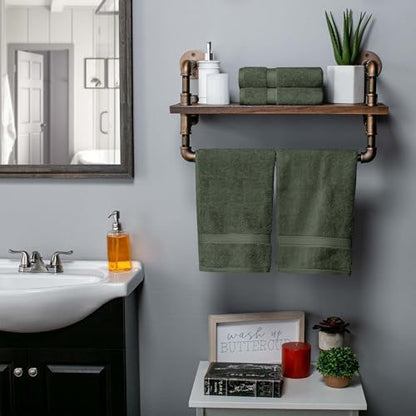 Superior Egyptian Cotton Plush Absorbent, Hand Towel Set of 4, Forest Green