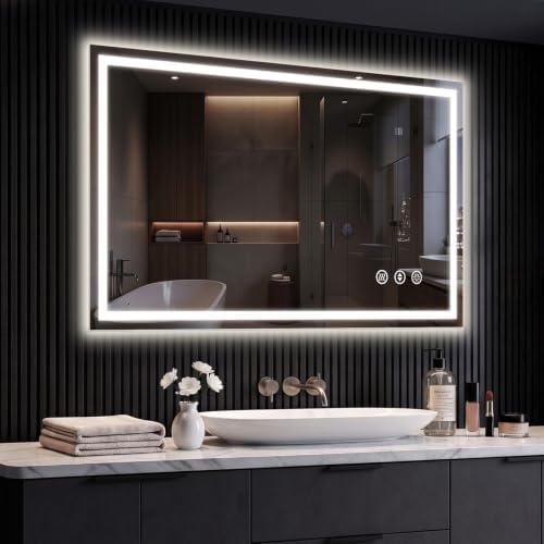 40"x36" LED Bathroom Mirror with Anti-Fog, Backlit & Front Lights, Memory