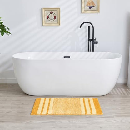 CozeCube Harvest Gold Striped 24"x16" Non Slip Washable Bath Mat