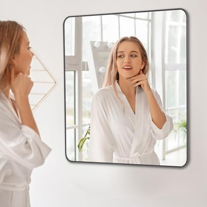 DESBING 36" x 36"Bathroom Mirror, Matte Black Wall Mirror with Metal Frame, Decorative Rectangular Vanity Mirror for Bedroom Bathroom Living Room Entryway (Horizontal/Vertical)
