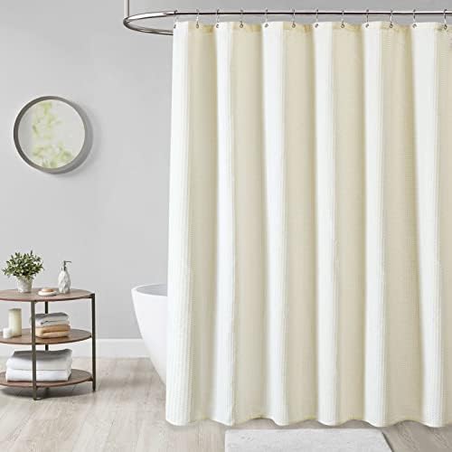 Dynamene Extra Long Waffle Shower Curtain 256 GSM Fabric 72x84 Cream/Ivory