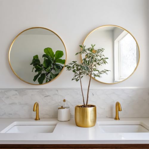 Sunniry Gold Round Mirror 20 inch, 2 Pack Circle Mirror,Brushed Metal Frame