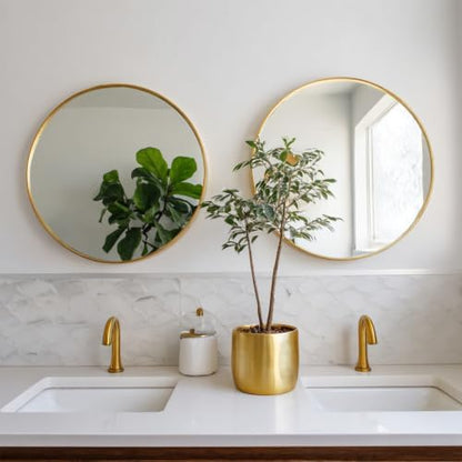 Sunniry Gold Round Mirror 20 inch, 2 Pack Circle Mirror,Brushed Metal Frame