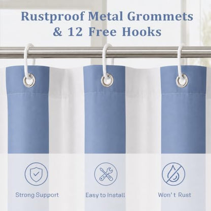 Ohocut Vertical Striped Shower Curtain, Cute Retro Vintage Blue Stripe Bathroom Shower Curtain, Waterproof Polyester Fabric Modern Bath Curtain for Bathroom 72x72 Inches Blue