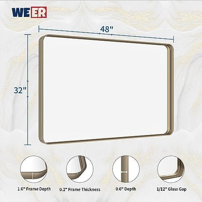 WEER Bronze Bathroom Vanity Mirror 48X32 Inch