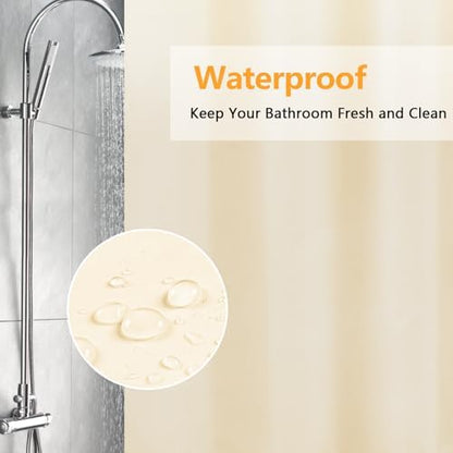 Seenus Waterproof Fabric Shower Curtain Liner with 3 Weighted Magnets, 72 x 84 inch Extra Long Cream Cloth Shower Liner Machine Washable, Hotel Quality Lightweight Tall Shower Curtain for Bathroom
