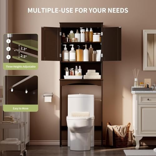 Gizoon Over the Toilet Storage Cabinet with Adjustable Shelf, Espresso