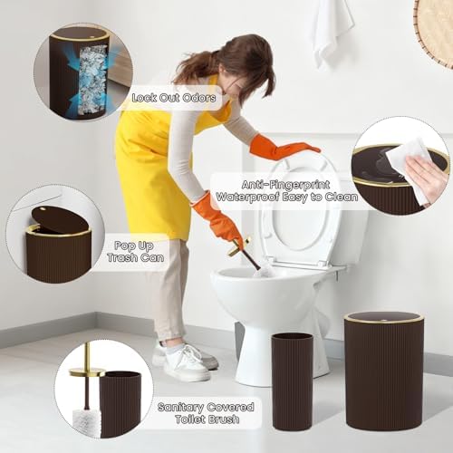Brown Bathroom Accessories Set, 10PC Bathroom Set
