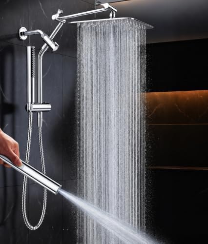 Veken All Metal 10"Luxurious Rain Shower Head with Handheld Spary,Power Jet