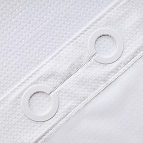 RiverDream Heavyweight Waffle No Hook Shower Curtain with Liner,White,54x80
