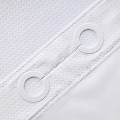 RiverDream Heavyweight Waffle No Hook Shower Curtain with Liner,White,54x80