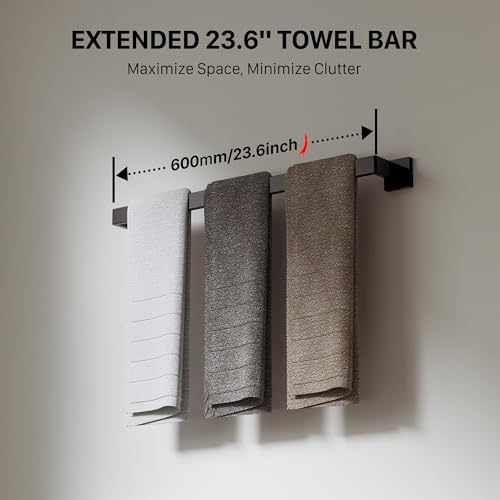 10-Piece 23.6 Inch Matte Black Bathroom Hardware Accessories Set