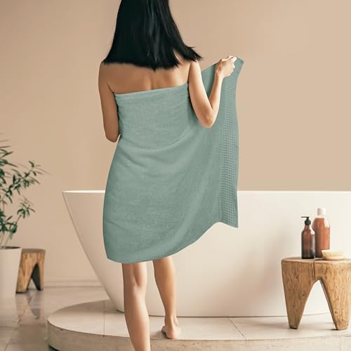 GLAMBURG 100% Cotton Oversized 2 Pack Bath Sheets 35x70, Ultra Soft Highly Absorbant Compact Quickdry & Lightweight Large Bath Sheet Set, Ideal for Gym Travel Camp Pool - Jade