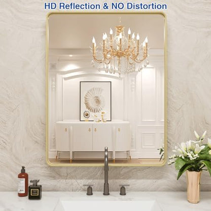 WEER Gold Bathroom Vanity Mirror 24X36 Inch