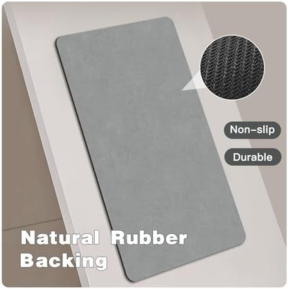 TYUU Thin Bath Mat, Small Bathroom Rugs Non Slip Washable, 20x30 Light Grey