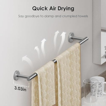FORIOUS Bathroom Accessories, 4-Piece Bathroom Hardware Set - 18" Towel Bar