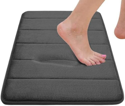 RUN HELIX Grey Bathroom Rugs, Ultra Absorbent Non-Slip Memory Foam Bath Rugs, Washable Bedroom mats,Soft Velvet Bath Mats,Easier to Dry for Bathroom Floor Rugs