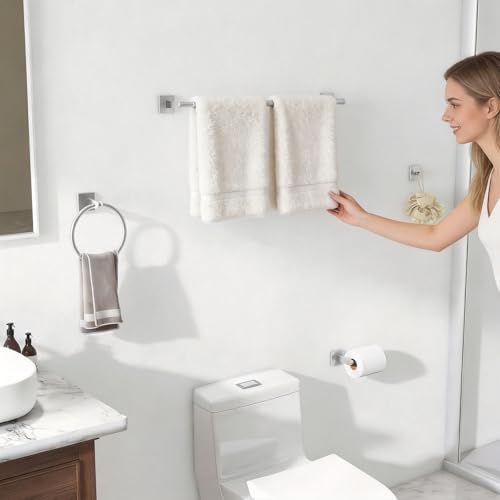 KLJKPA Brushed Nickel Bathroom Hardware Set, 24 inch Bathroom Towel Holder