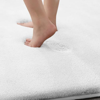MINIDEAR Bathroom Rugs 60x20 Pure White - Thick Memory Foam Bath Mat, Ultra Soft & Plush Fluffy, Non-Slip, Quick Dry, Absorbent Washable Floor Mat for Tub, Toilet, Home Decor Accessories