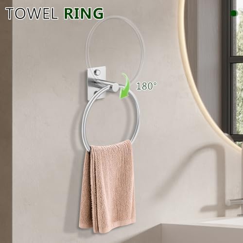 5 Pieces Bathroom Hardware Accessories Set Brushed Nickel Towel Bar Set Stainless Steel Towel Racks for Bathroom,Wall-Mounted 23.6 inch