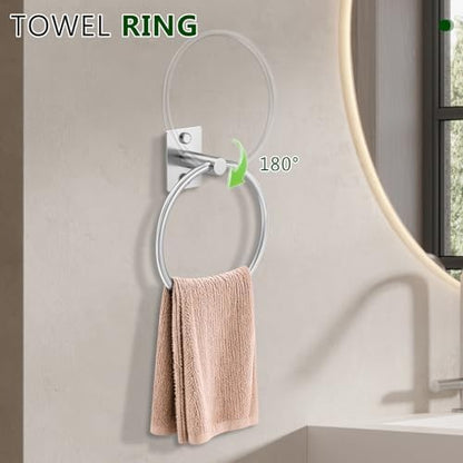 5 Pieces Bathroom Hardware Accessories Set Brushed Nickel Towel Bar Set Stainless Steel Towel Racks for Bathroom,Wall-Mounted 23.6 inch