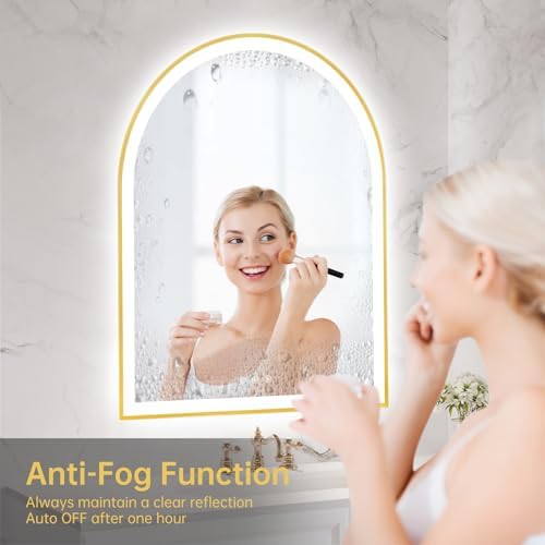 30"x36" Arched LED Lighted Bathroom Mirror with Lights