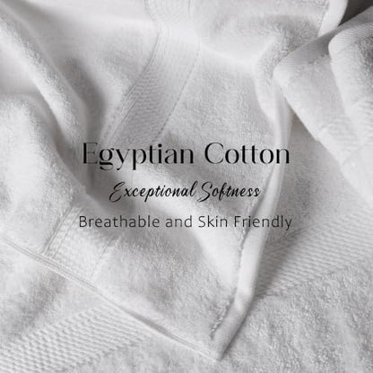 Superior Egyptian Cotton Plush & Absorbent, Bath Towel Set of 4, White