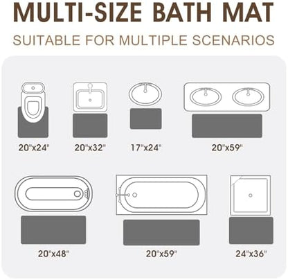 Memory Foam Bath Mat, Ultra Soft Absorbent Waffle Bathroom Rugs, Super Non-Slip PVC Backing Bath Rug Quick Dry, Machine Washable Rug for Tub, Shower, Home Decor Accessory, 60" x 24", Dark Gray